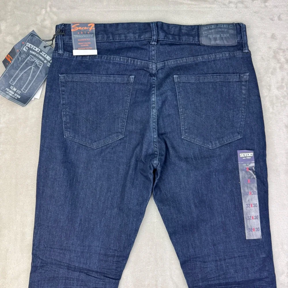 Seven7 Able Jeans Mens 32x30 Blue Slim Adaptive Magnetic Fly Easy Dressing New